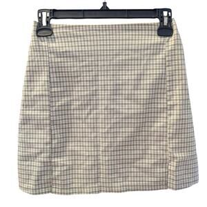 John Galt XS Plaid Mini Skirt Green White Y2K Preppy Aesthetic Casual Stretch